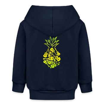 Ukulélé hawaïen uke ananas - Veste à capuche bébé bio Stanley/Stella - bleu marine - Dos