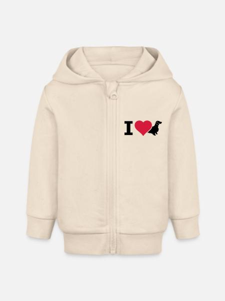 IL Dackel Langhaardackel - Baby Organic Kapuzenjacke Baby Connector von Stanley/Stella - Natur