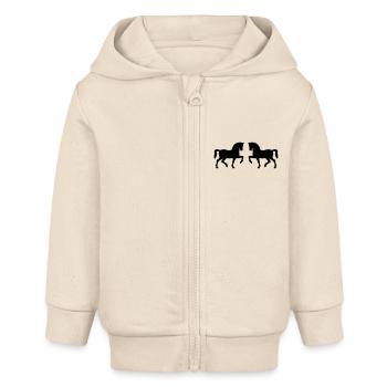 Two proud horses - Baby Organic Zip-up Hoodie by Stanley/Stella - soft Ecru - Front