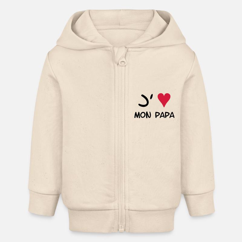 J'aime mon papa ! - Veste à capuche bébé bio Stanley/Stella - écru doux