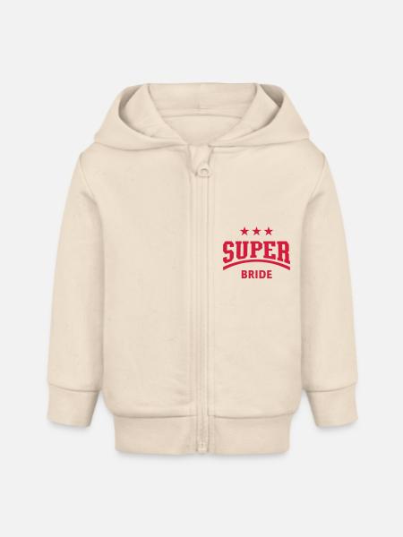 Super Bride (Hen Party) - Baby Organic Kapuzenjacke Baby Connector von Stanley/Stella - Natur