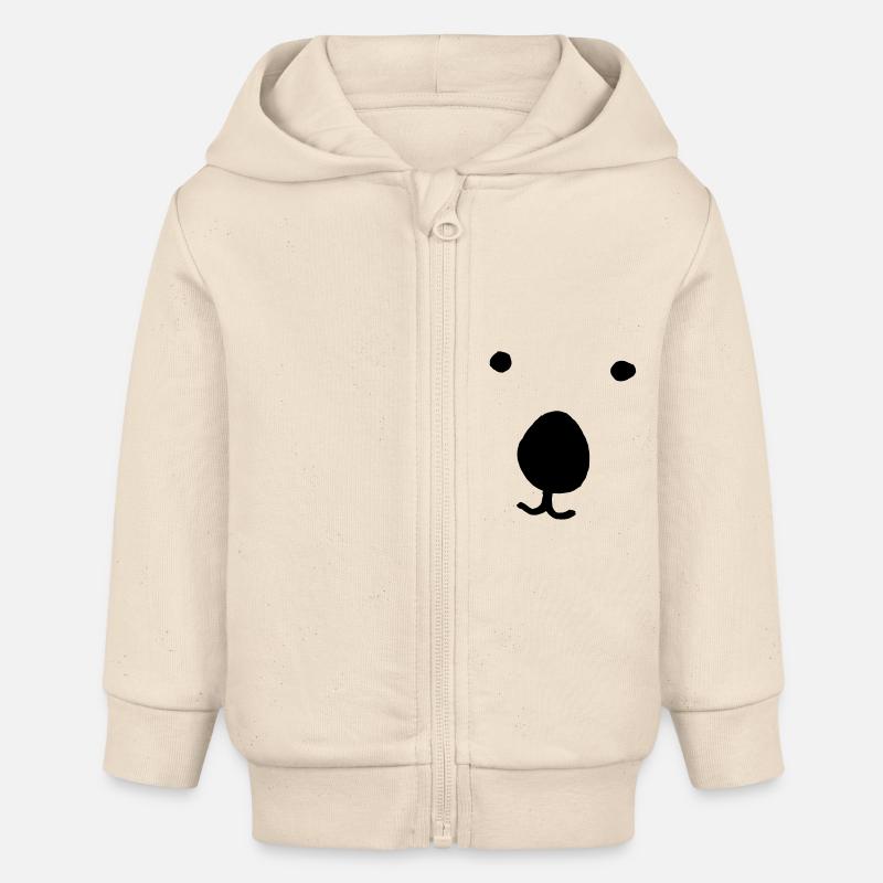 Ours visage créatif - Veste à capuche bébé bio Stanley/Stella - écru doux