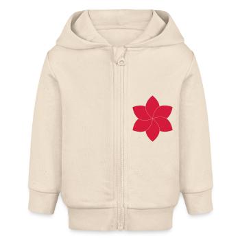 Fleur de lotus - Veste à capuche bébé bio Stanley/Stella - écru doux - Devant