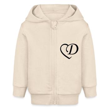 Herz Buchstabe D - Baby Organic Kapuzenjacke Baby Connector von Stanley/Stella - Natur - Vorne