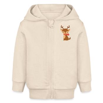 Un renne mignon avec écharpe – Décor de Noël - Veste à capuche bébé bio Stanley/Stella - écru doux - Devant