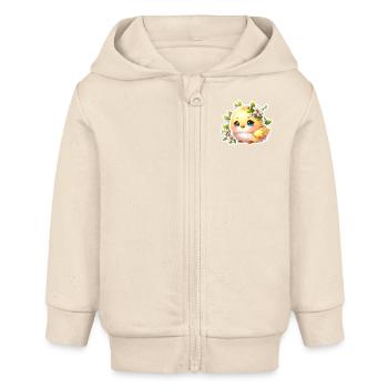 Süßes Osterküken mit Frühlingsblumen - Baby Organic Kapuzenjacke Baby Connector von Stanley/Stella - Natur - Vorne