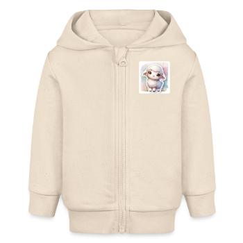 A Sweet Easter Sheep With Fluffy Wool - Baby Organic Zip-up Hoodie by Stanley/Stella - soft Ecru - Front