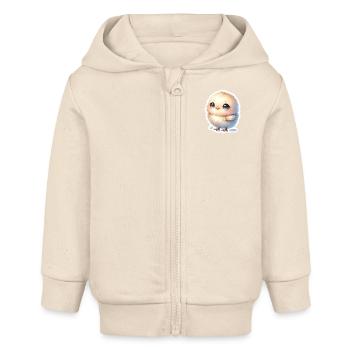 Un doux poussin de Pâques aux yeux bleus - Veste à capuche bébé bio Stanley/Stella - écru doux - Devant
