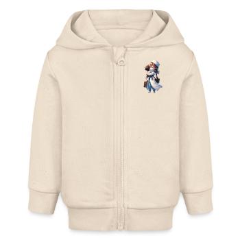 Une maman médecin rentrant du travail - Veste à capuche bébé bio Stanley/Stella - écru doux - Devant