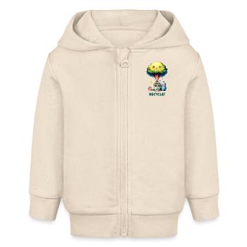 Chibi Niedlicher Baum mit Papierkorb Earth Day recyceln - Baby Organic Kapuzenjacke Baby Connector von Stanley/Stella - Natur - Vorne
