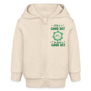 Good Day Smile Grafik - Baby Organic Kapuzenjacke Baby Connector von Stanley/Stella - Natur - Vorne