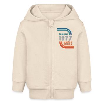 Né en 1977 Original Rétro Vintage Anniversaire Graphique - Veste à capuche bébé bio Stanley/Stella - écru doux - Devant