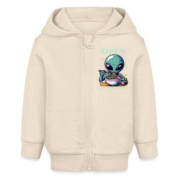 Outer Space Ramen Alien Nudeln - Baby Organic Kapuzenjacke Baby Connector von Stanley/Stella - Natur - Vorne