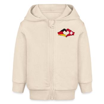 Deutschland Schweiz Flagge Hände Herzform - Baby Organic Kapuzenjacke Baby Connector von Stanley/Stella - Natur - Vorne