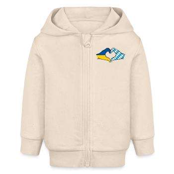 Ukraine Bayern Flagge Hände Herzform - Baby Organic Kapuzenjacke Baby Connector von Stanley/Stella - Natur - Vorne