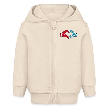 Turquie Bavière drapeau mains coeur - Veste à capuche bébé bio Stanley/Stella - écru doux - Devant