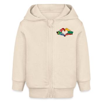 Afrique du Sud Lituanie Drapeau Mains Coeur Forme Utilisé - Veste à capuche bébé bio Stanley/Stella - écru doux - Devant