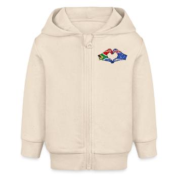 Südafrika Australien Flagge Hände Herzform used - Baby Organic Kapuzenjacke Baby Connector von Stanley/Stella - Natur - Vorne