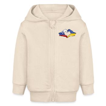 Slovenia Ukraine flag hands heart shape used - Baby Organic Zip-up Hoodie by Stanley/Stella - soft Ecru - Front