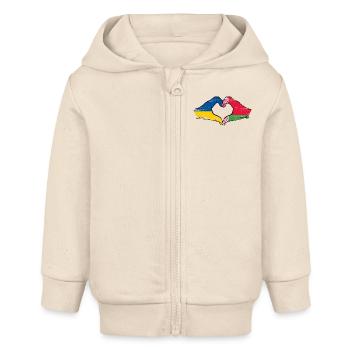 Ukraine Biélorussie drapeau mains coeur forme utilisé - Veste à capuche bébé bio Stanley/Stella - écru doux - Devant