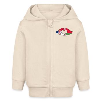 Serbien Belarus Flagge Hände Herzform - Baby Organic Kapuzenjacke Baby Connector von Stanley/Stella - Natur - Vorne