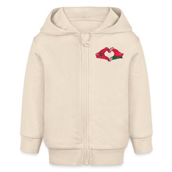 Marokko Belarus Flagge Hände Herzform used - Baby Organic Kapuzenjacke Baby Connector von Stanley/Stella - Natur - Vorne