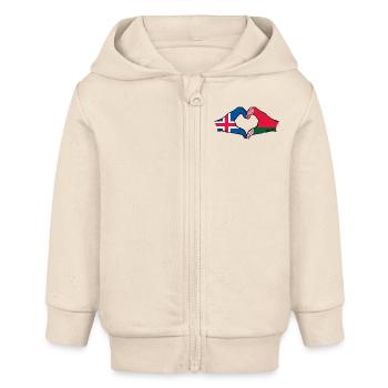 Island Belarus Flagge Hände Herzform - Baby Organic Kapuzenjacke Baby Connector von Stanley/Stella - Natur - Vorne