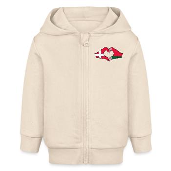 Danemark Biélorussie Drapeau Mains Coeur Forme - Veste à capuche bébé bio Stanley/Stella - écru doux - Devant