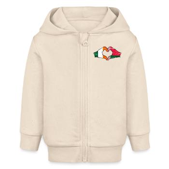Irlande Biélorussie drapeau mains coeur forme utilisé - Veste à capuche bébé bio Stanley/Stella - écru doux - Devant