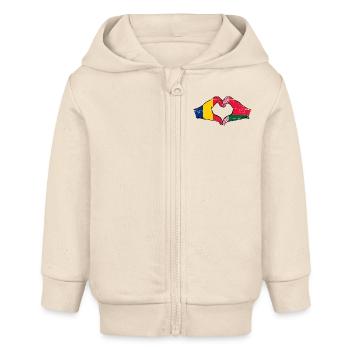 Rumänien Belarus Flagge Hände Herzform used - Baby Organic Kapuzenjacke Baby Connector von Stanley/Stella - Natur - Vorne