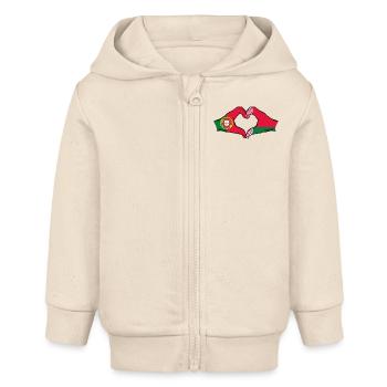 Portugal Belarus Flagge Hände Herzform - Baby Organic Kapuzenjacke Baby Connector von Stanley/Stella - Natur - Vorne