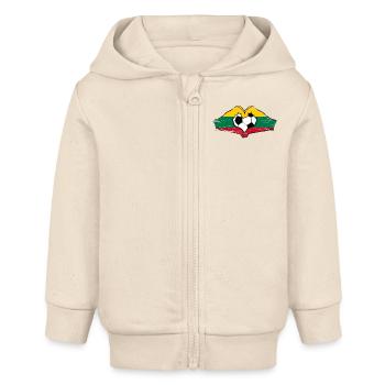 Lithuania flag football hands heart shape used - Baby Organic Zip-up Hoodie by Stanley/Stella - soft Ecru - Front