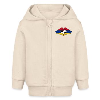 Forme de coeur de mains de football de drapeau d'Arménie - Veste à capuche bébé bio Stanley/Stella - écru doux - Devant