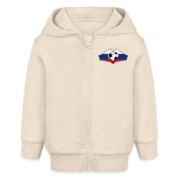 Forme de coeur de mains de football de drapeau de la Russie - Veste à capuche bébé bio Stanley/Stella - écru doux - Devant