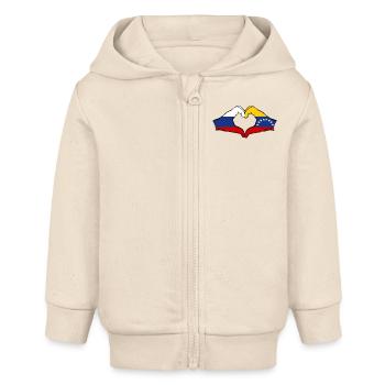 Russie Venezuela drapeau mains forme de coeur - Veste à capuche bébé bio Stanley/Stella - écru doux - Devant