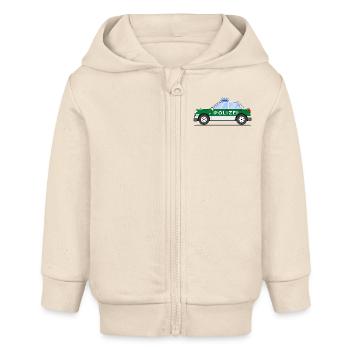 Polizeiauto in Grün und Silber - Baby Organic Kapuzenjacke Baby Connector von Stanley/Stella - Natur - Vorne