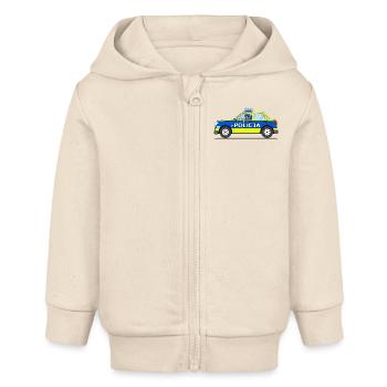 Voiture de police Policja Pologne Bleu et Jaune - Veste à capuche bébé bio Stanley/Stella - écru doux - Devant