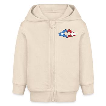 Somalia Denmark flag hands heart shape used - Baby Organic Zip-up Hoodie by Stanley/Stella - soft Ecru - Front