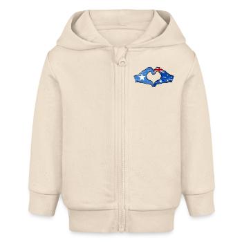 Somalia Australien Flagge Hände Herzform used - Baby Organic Kapuzenjacke Baby Connector von Stanley/Stella - Natur - Vorne