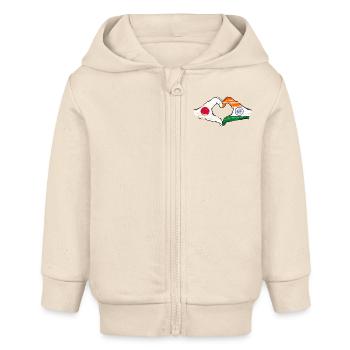 Japan India Flag Hands Heart Shape Used - Baby Organic Zip-up Hoodie by Stanley/Stella - soft Ecru - Front