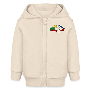 Litauen Philippinen Flagge Hände Herzform - Baby Organic Kapuzenjacke Baby Connector von Stanley/Stella - Natur - Vorne