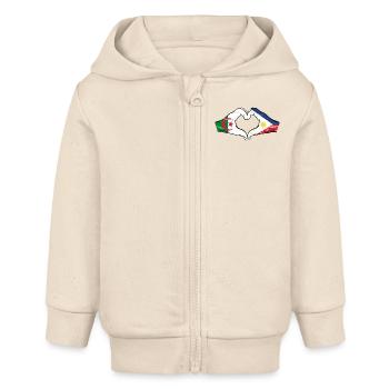 Algerien Philippinien Flagge Hände Herzform used - Baby Organic Kapuzenjacke Baby Connector von Stanley/Stella - Natur - Vorne