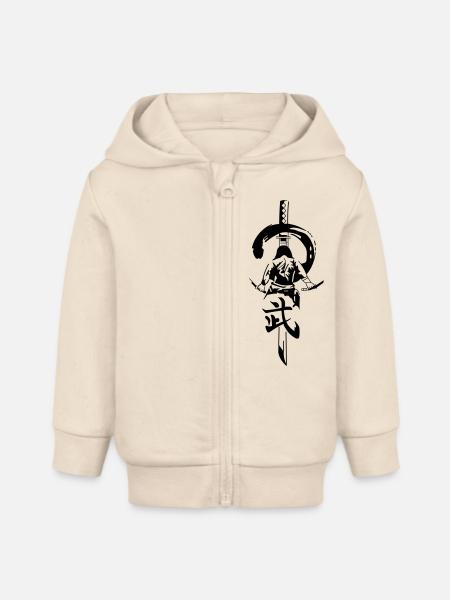 Samurai - Katana - Baby Organic Kapuzenjacke Baby Connector von Stanley/Stella - Natur