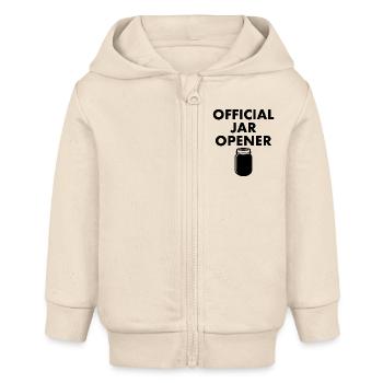 Official Jar Opener - Baby Organic Zip-up Hoodie by Stanley/Stella - soft Ecru - Front