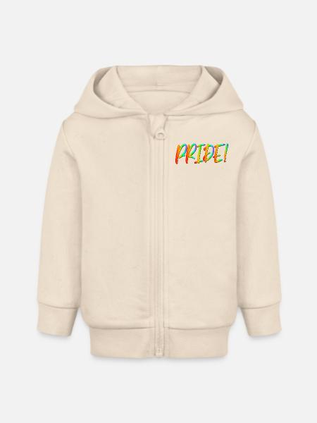 SCHRIFTZUG PRIDE - LGBTQ COMMUNITY - Baby Organic Kapuzenjacke Baby Connector von Stanley/Stella - Natur