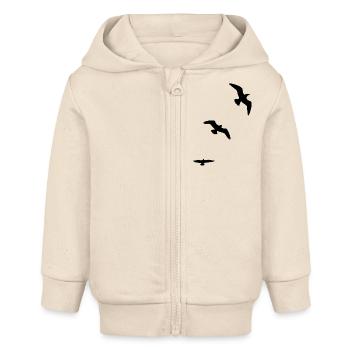 Möwen Vögel drei 3 Flug Reise Urlaub Strand segeln - Baby Organic Kapuzenjacke Baby Connector von Stanley/Stella - Natur - Vorne