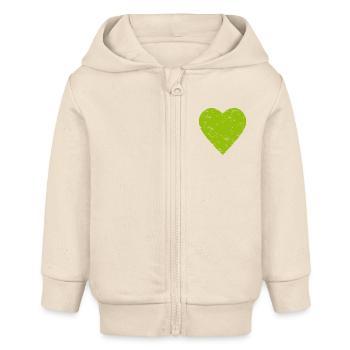 grünes Herz - Natur - wandern - used look - Baby Organic Kapuzenjacke Baby Connector von Stanley/Stella - Natur - Vorne