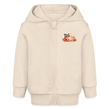 Fox Autumn 11 - Baby Organic Zip-up Hoodie by Stanley/Stella - soft Ecru - Front