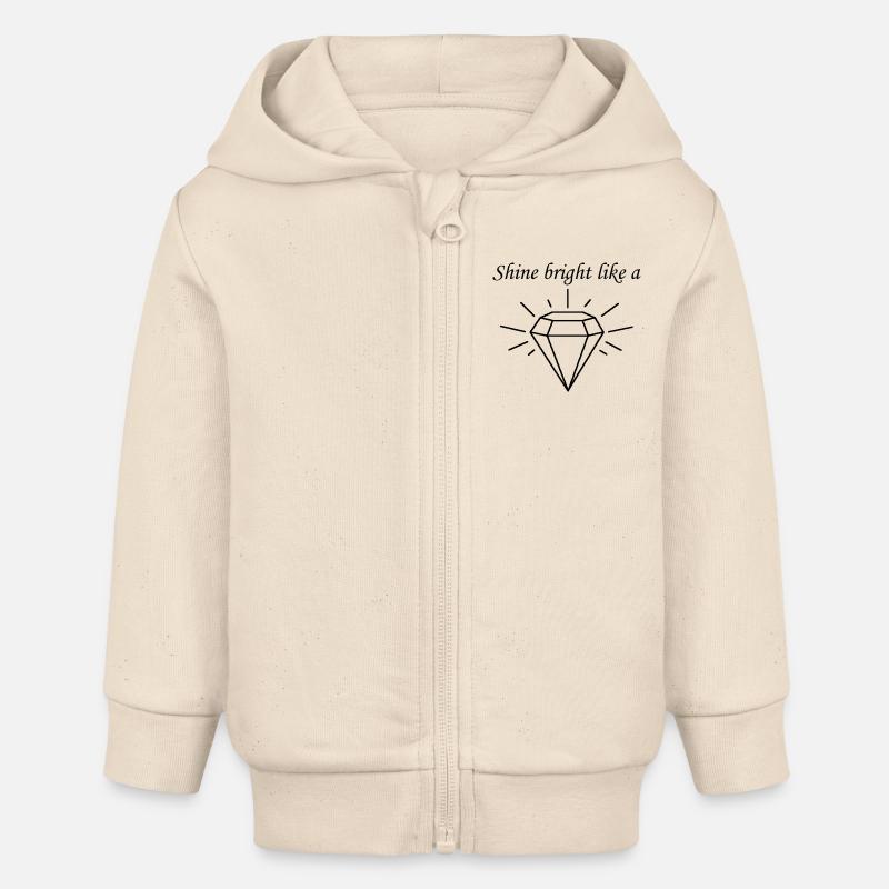 Brille comme un diamant - Veste à capuche bébé bio Stanley/Stella - écru doux