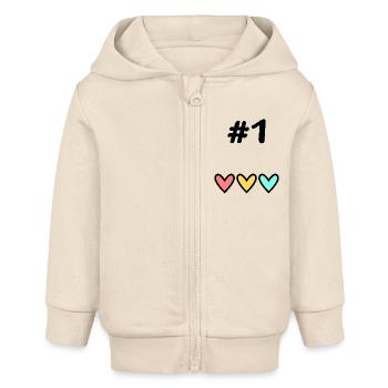 1. 1 JAHR. 1. JAHRESTAG. 1 JAHR GEBURTSTAG - Baby Organic Kapuzenjacke Baby Connector von Stanley/Stella - Natur - Vorne